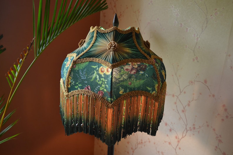 lampshade/secret garden shade/fabric lampshade/table lamp/floor lampshade/ceiling lampshade/printed lampshade/silk lampshade/retro lampshade image 5