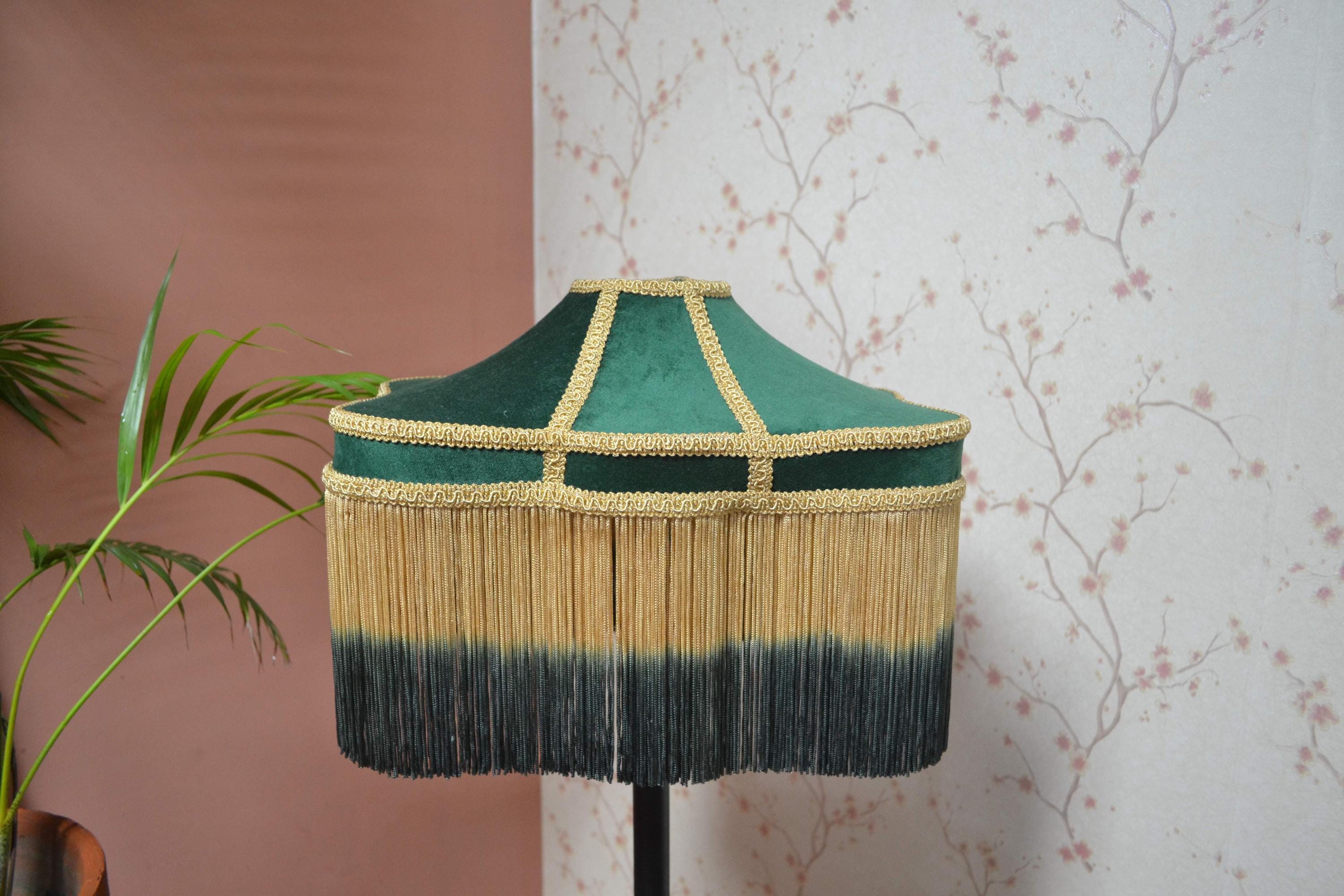 Abat-jour Cloche Ancien à Rayures Rouges Et Crème - Style Campagne Française