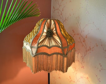 lampshade/antique gold lampshade/fabric shade/floor lampshade/table lampshade/ceiling lampshade/scallop lampshade/bell shade/retro lampshade