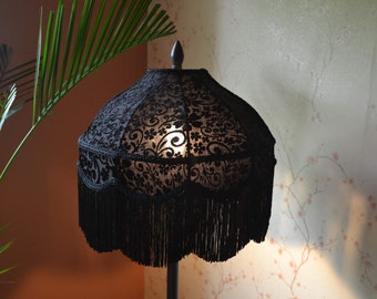 Black Velvet Lampshade: Handmade Victorian Gothic Table Lamp