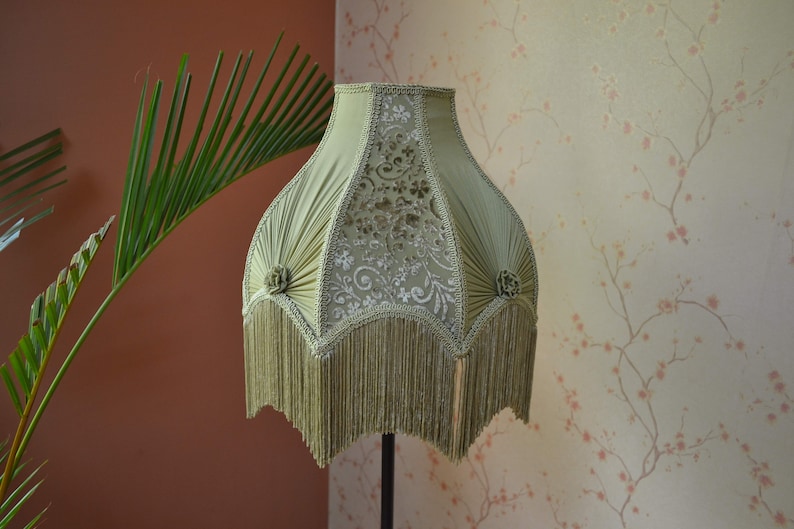 lampshade/olive green lampshade/table lampshade/fabric lampshade/floor lampshade/vintage lampshade/ceiling lampshade/retro lampshade/shade image 4