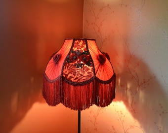 lampshade/romantic red lampshade/fabric lampshade/floor lampshade/velvet shade/ceiling lampshade/silk shade/vintage shade/retro lampshade