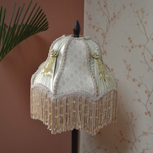Vintage Lampenschirm beige viktorianisch braun/Tischlampe/Stehlampe/Designerlampe Retro/Nachttischlampe/Nachttischlampe/klassische Lampe