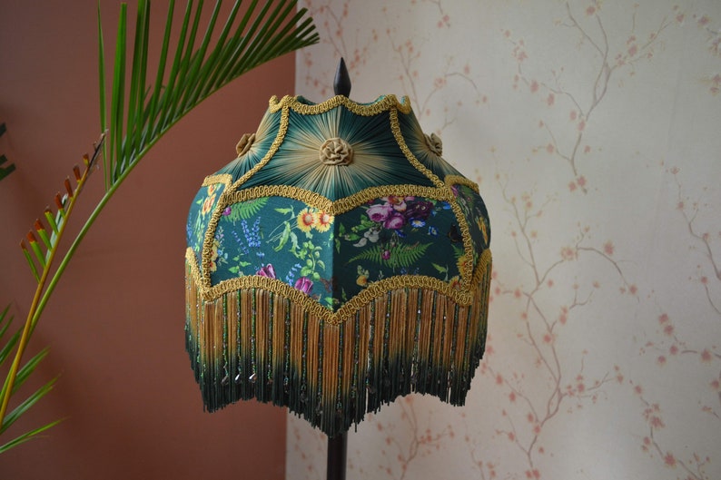 lampshade/secret garden shade/fabric lampshade/table lamp/floor lampshade/ceiling lampshade/printed lampshade/silk lampshade/retro lampshade image 1