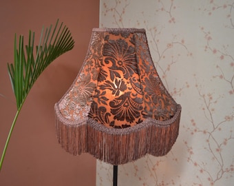 Handmade Burnout Velvet Lampshade with Rayon Fringe