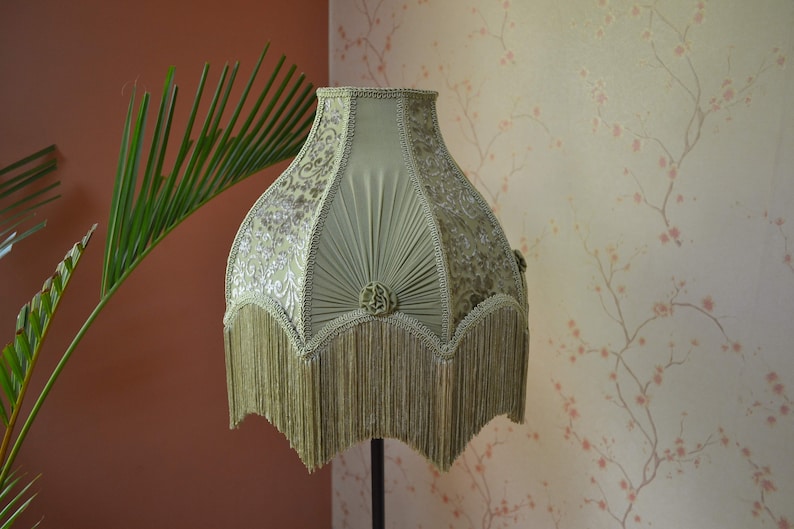 lampshade/olive green lampshade/table lampshade/fabric lampshade/floor lampshade/vintage lampshade/ceiling lampshade/retro lampshade/shade image 5