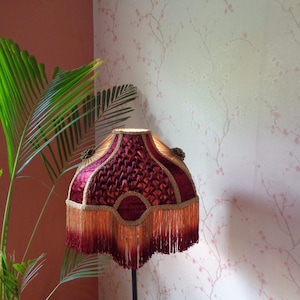 burgundy lampshade/table lamp/designer lamp/victorian lamp/smoking lampshade/chiffon shade/handcrafted lamp/handmade lamp/silk shade/vivien