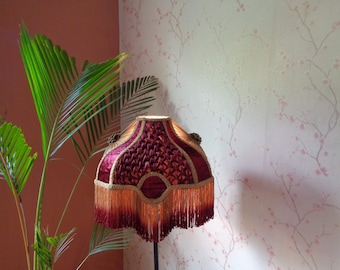 burgundy lampshade/table lamp/designer lamp/victorian lamp/smoking lampshade/chiffon shade/handcrafted lamp/handmade lamp/silk shade/vivien