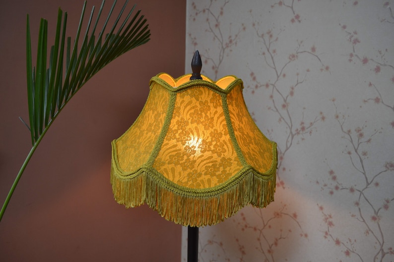 Gold Lace Lampshade with Rayon Fringe