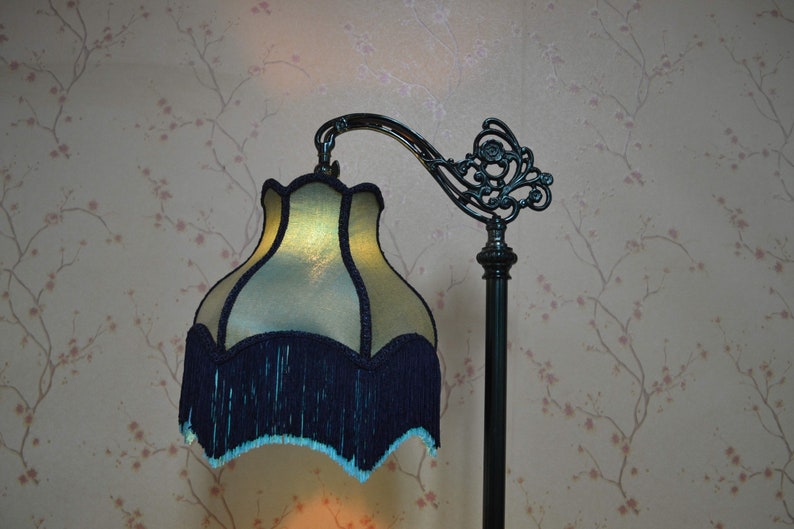 lampshade/fern green lampshade/fabric lampshade/floor lampshade/ceiling lampshade/silk shade/scalloped shade/scallop shade/retro lampshade image 2