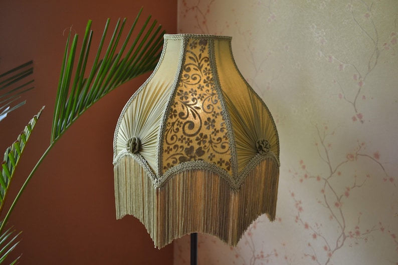 lampshade/olive green lampshade/table lampshade/fabric lampshade/floor lampshade/vintage lampshade/ceiling lampshade/retro lampshade/shade image 1