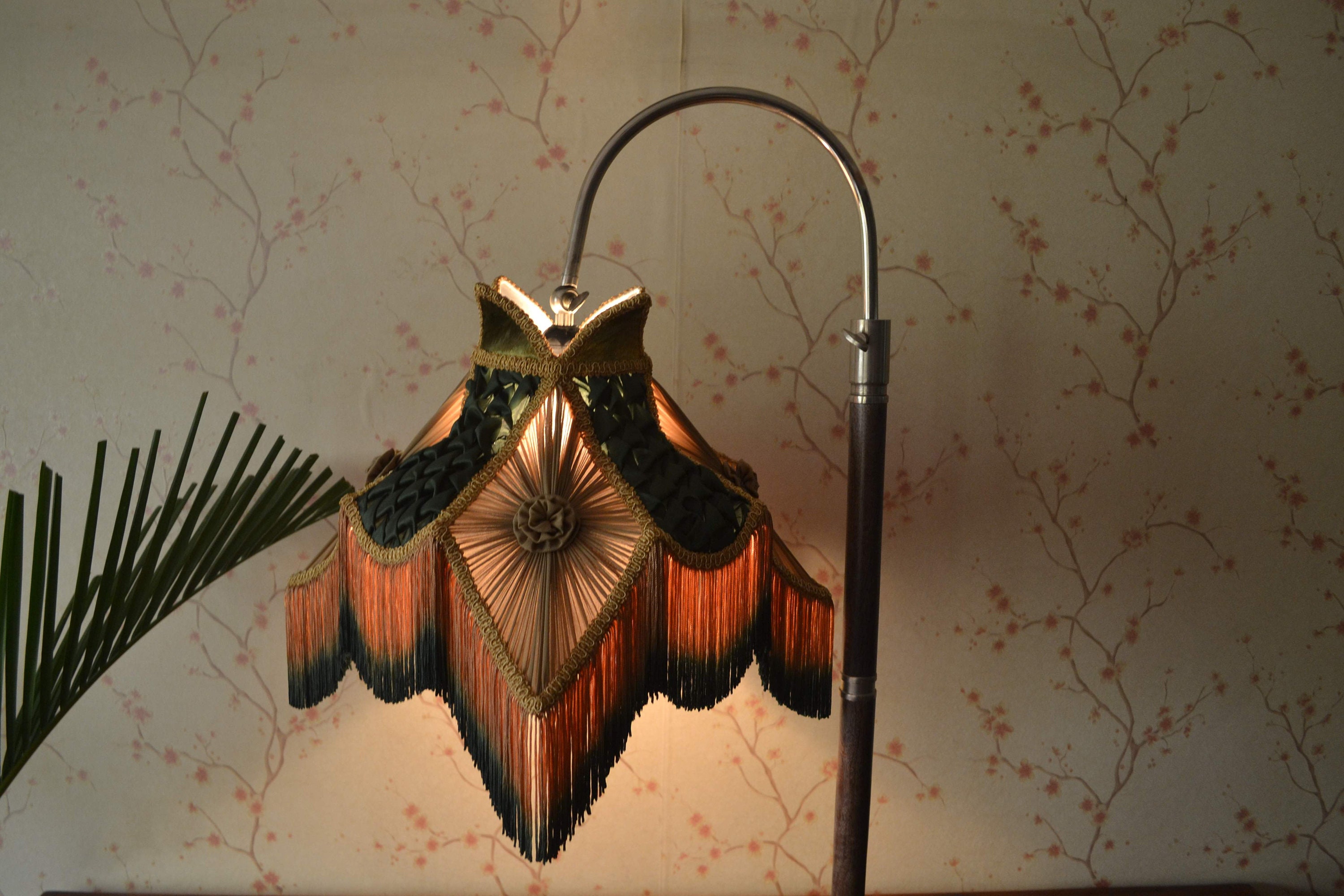 Lampshade gold green lampshade/table lampshade/floor lampshade/ceiling lampshade/victorian lampshade/bedside lampshade/retro lampshade/shade
