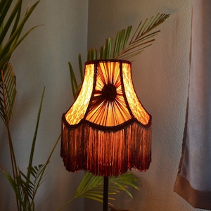 lampshade/burgundy-gold lampshade/table lamp/floor lampshade/silk lampshade/scalloped shade/bell lampshade/ceiling lampshade/retro lampshade