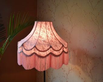 lampshade pink bedside shade fabric lampshade floor lamp victorian lamp ceiling lampshade vintage shade retro lampshade scalloped lampshade