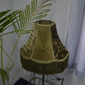 olive lampshade/table lamp/designer lamp/victorian lamp/pendant shade/chiffon shade/handcrafted lamp/floor lampshade/brasso lampshade/shade image 9