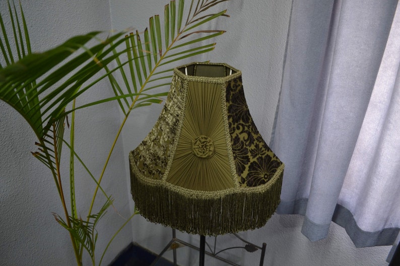 olive lampshade/table lamp/designer lamp/victorian lamp/pendant shade/chiffon shade/handcrafted lamp/floor lampshade/brasso lampshade/shade image 9