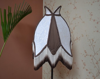 Lampshade white brown/bedside shade table lampshade/floor lampshade/ceiling lampshade/victorian lampshade/designer lampshade/lampshade light