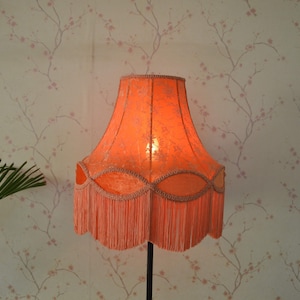 lampshade/burnt orange shade/fabric lampshade/floor lampshade/ceiling lampshade/retro lampshade/bell shade/silk lampshade/scallop lampshade