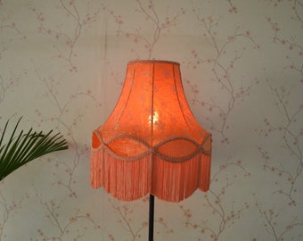 lampshade/burnt orange shade/fabric lampshade/floor lampshade/ceiling lampshade/retro lampshade/bell shade/silk lampshade/scallop lampshade