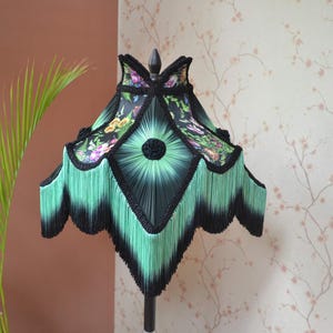 Night Safari Lampshade: Victorian Style Black Silk Fringe Shade