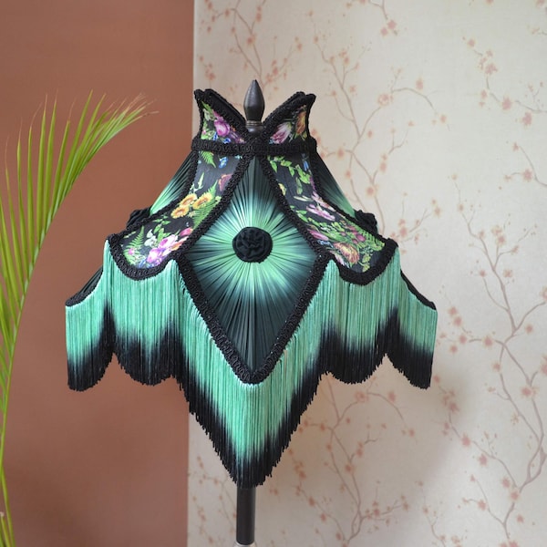 Night Safari Lampshade: Victorian Style Black Silk Fringe Shade