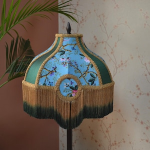 lampshade blue printed table lampshade floor lampshade ceiling lampshade bedside lampshade silk lampshade retro lampshade shade Christmas