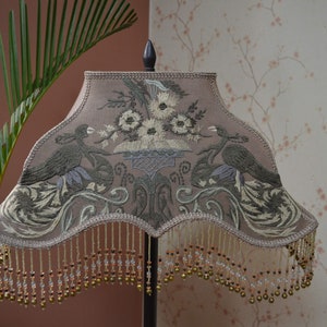 lampshade/taupe lampshade/table lampshade/fabric lampshade/embroidered shade/vintage shade/ceiling lampshade/retro lampshade/lampshade image 3