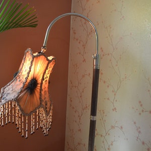 Ombre Silk Lampshade: Victorian Scalloped Fabric Shade with Beaded Dangles