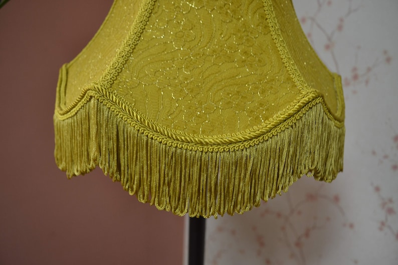 Gold Lace Lampshade with Rayon Fringe - Thumbnail 5