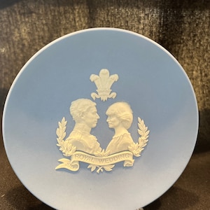 Wedgwood Jasperware Plate Commemorating the Wedding of Prince Charles and Princess Diana in July, 1981.