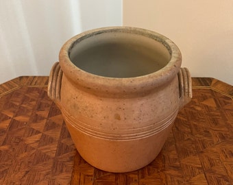 Vintage Brown French Stoneware Barrel Crock