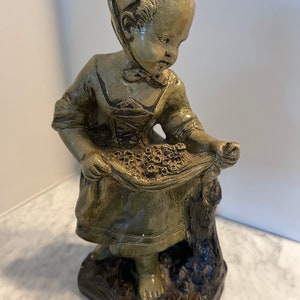 Vintage BORGHESE Chalkware Girl Figurine