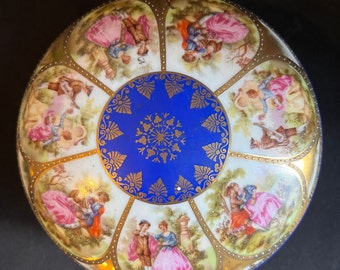 1930s Hand Painted Porcelain Trinket Box: Karlsbad Bavaria, Germany