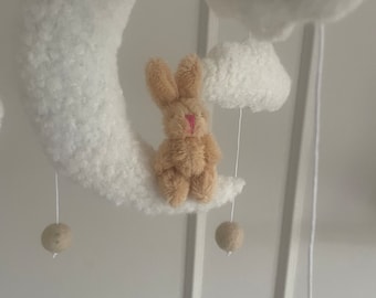 SOME BUNNY LOVES you cot mobile, nursery mobile, boucle mobile, baby mobile, nursery mobile, bunny nursery, crib mobile, bunnies