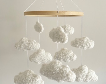 Boucle Cloud Baby Mobile: Gender Neutral Nursery Decor