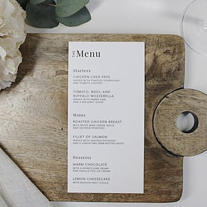 Menus de table de mariage | Cartes de menu | Décoration de table de mariage | Panneaux de mariage minimalistes | carte de voeux de luxe | Menu imprimé
