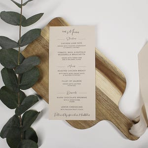 Menus de table de mariage | Cartes de menu | Décoration de table de mariage | Panneaux de mariage minimalistes | carte de voeux de luxe | Menu imprimé