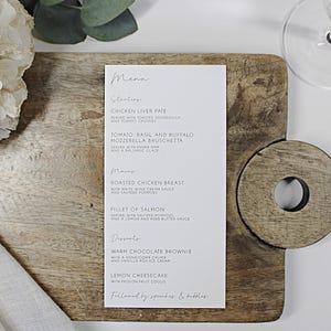 Menus de table de mariage | Cartes de menu | Décoration de table de mariage | Panneaux de mariage minimalistes | carte de voeux de luxe | Menu imprimé