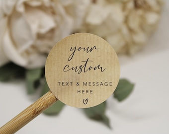 Custom Round Stickers | Personalised Text Labels | White, Kraft, Cream, Black, Frosted