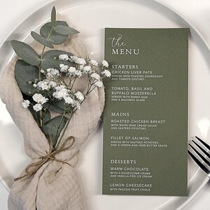 Menus de table de mariage | Cartes de menu | Décoration de table de mariage | Panneaux de mariage minimalistes | carte de voeux de luxe | Menu imprimé