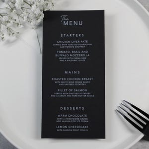 Menus de table de mariage | Cartes de menu | Décoration de table de mariage | Panneaux de mariage minimalistes | carte de voeux de luxe | Menu imprimé