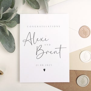 Carte de mariage personnalisée | Félicitations | de voeux de luxe | Conception esthétique simple | Enveloppe en cire | Carte noir et blanc