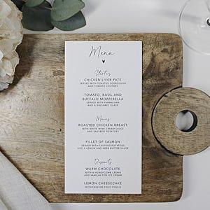 Menus de table de mariage | Cartes de menu | Décoration de table de mariage | Panneaux de mariage minimalistes | carte de voeux de luxe | Menu imprimé