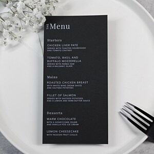Menus de table de mariage | Cartes de menu | Décoration de table de mariage | Panneaux de mariage minimalistes | carte de voeux de luxe | Menu imprimé