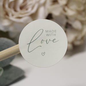 Foglio di adesivi "Made With Love" / Etichette stampate per articoli fatti a mano / Adesivi bianchi, trasparenti satinati, marroni Kraft, crema, neri