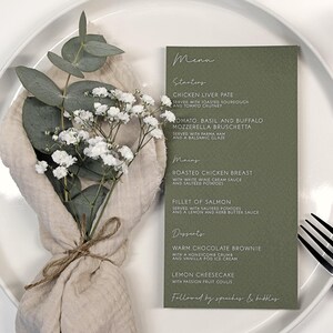 Menus de table de mariage | Cartes de menu | Décoration de table de mariage | Panneaux de mariage minimalistes | carte de voeux de luxe | Menu imprimé