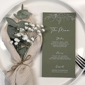 Menus de table de mariage | Cartes de menu | Décoration de table de mariage | Panneaux de mariage minimalistes | carte de voeux de luxe | Menu imprimé