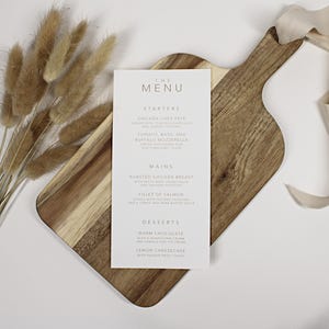 Menus de table de mariage | Cartes de menu | Décoration de table de mariage | Panneaux de mariage minimalistes | carte de voeux de luxe | Menu imprimé
