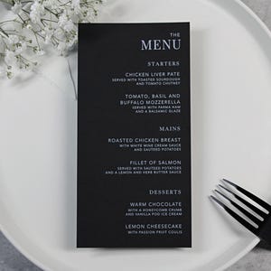 Menus de table de mariage | Cartes de menu | Décoration de table de mariage | Panneaux de mariage minimalistes | carte de voeux de luxe | Menu imprimé