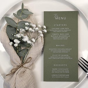 Menus de table de mariage | Cartes de menu | Décoration de table de mariage | Panneaux de mariage minimalistes | carte de voeux de luxe | Menu imprimé
